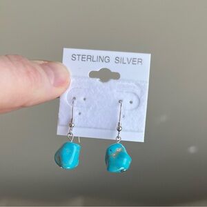 Turquoise Sterling Silver 925 Earrings Genuine